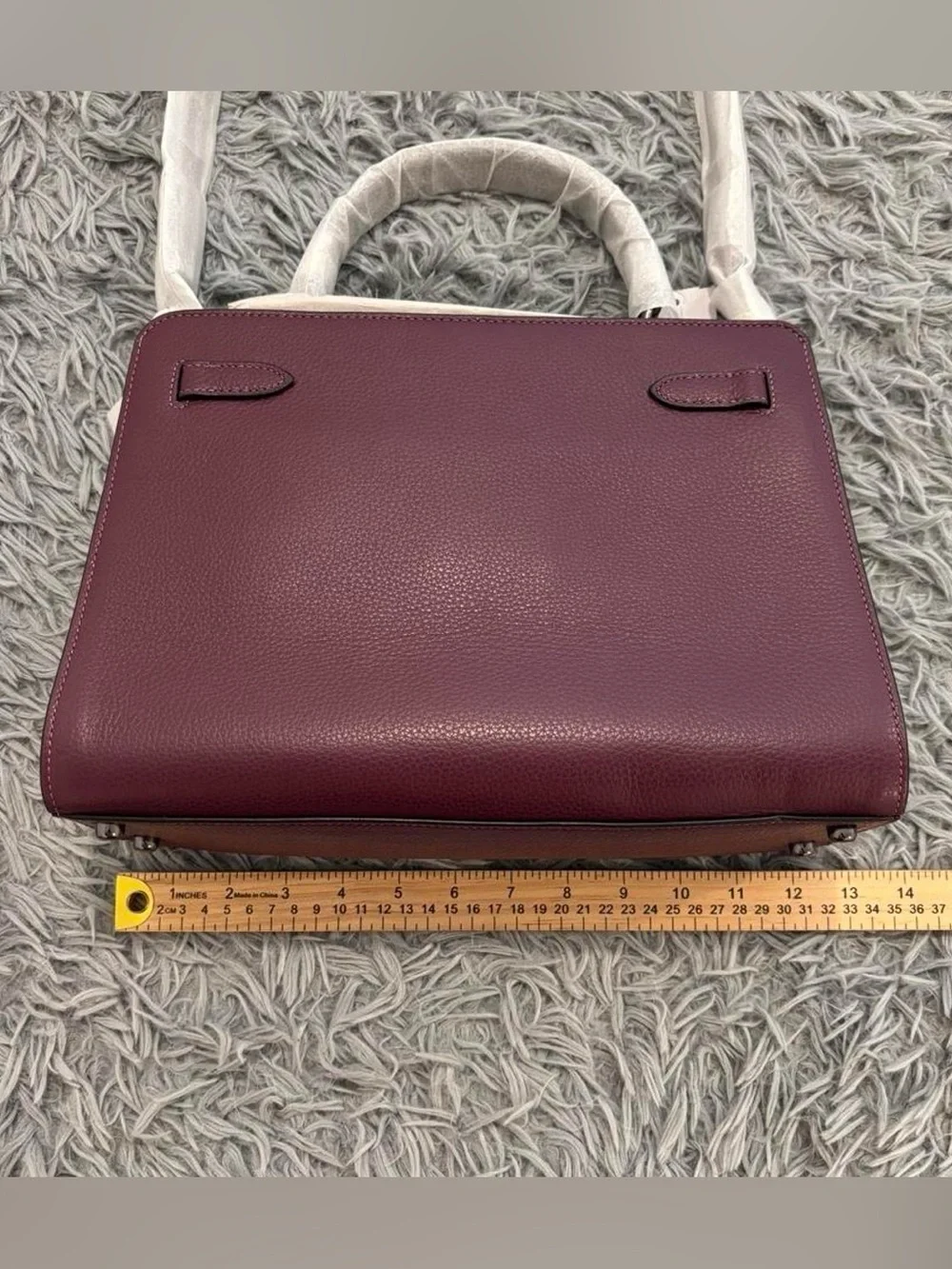 Coach Lane Carryall Top Handle Bag Satchel Tote Pebble Leather Boysenberry C8211